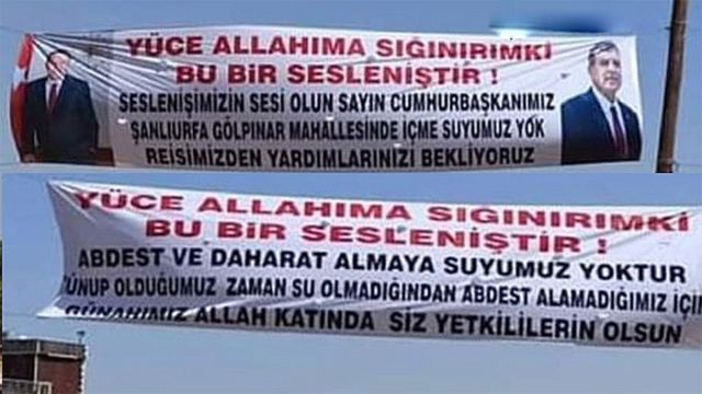 KÖYLÜLER SU SIKINTISINI PANKARTLA SESLERİNİ DUYURDU